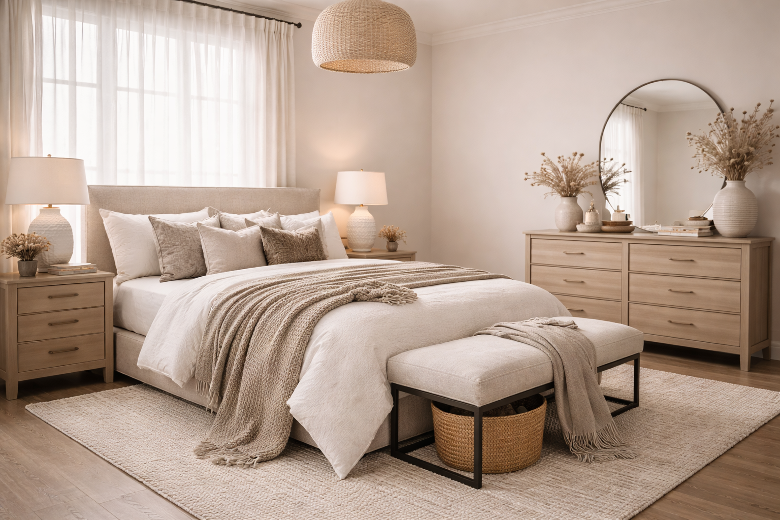 Cozy bedroom inspiration with warm tones and soft matte finish
