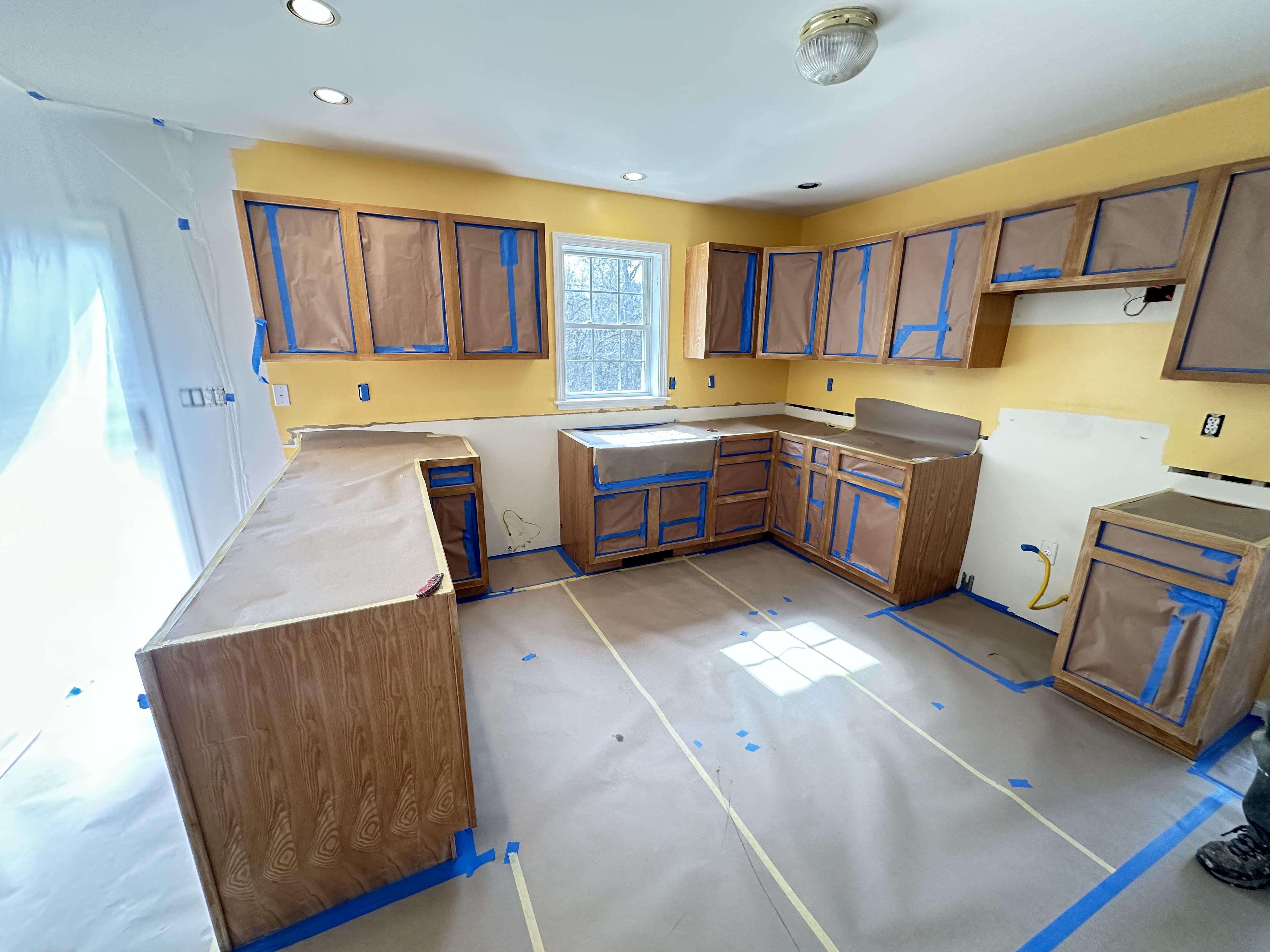 Cabinet painting color transformation with durable enamel