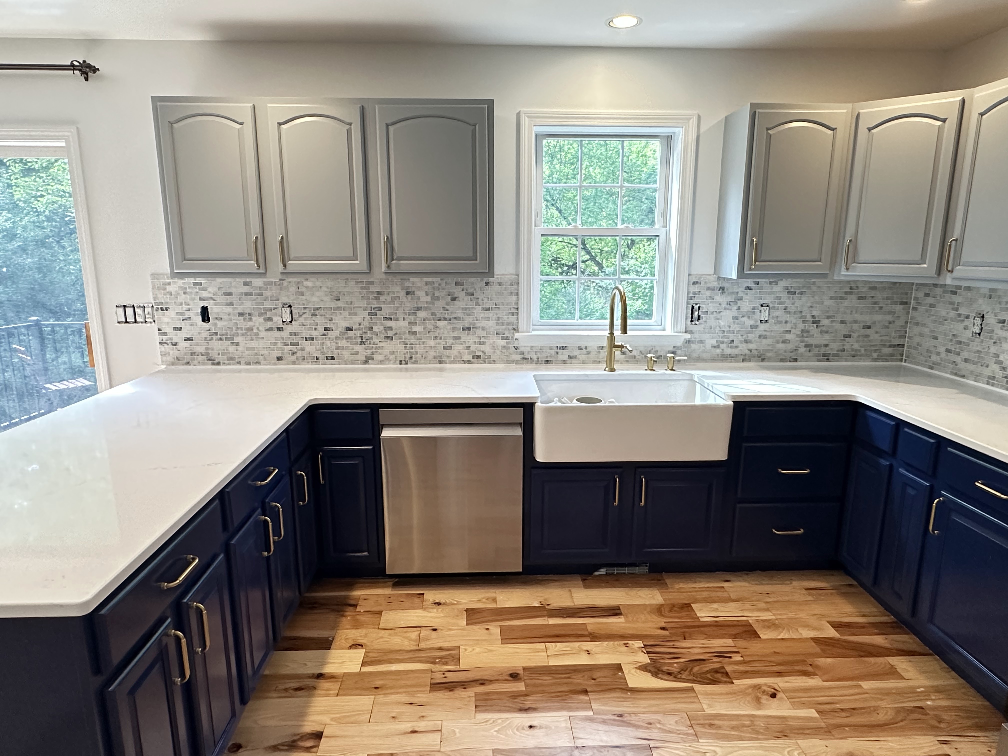 Drawer fronts painted with cabinet enamel topcoats