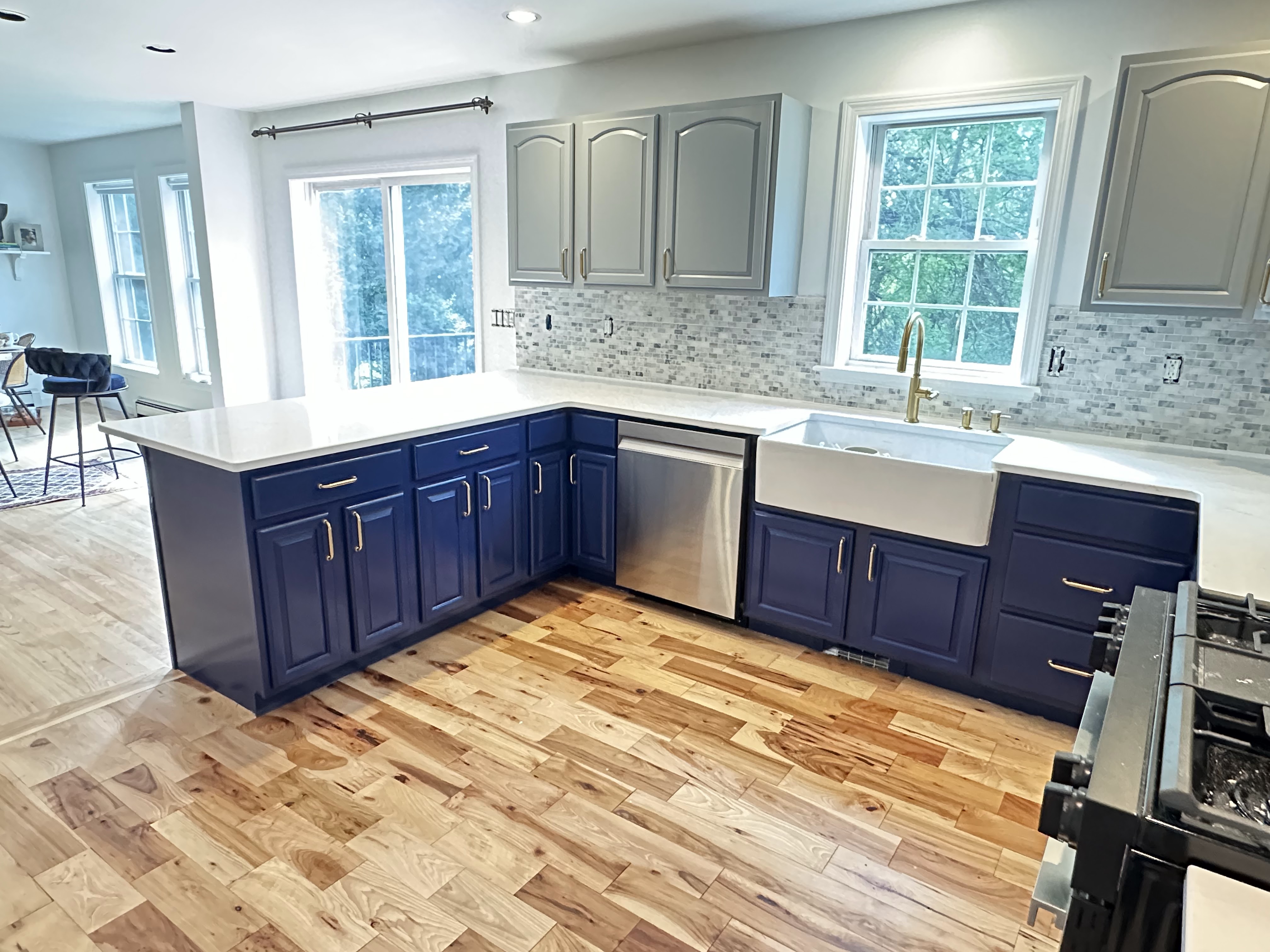 Masking and protection during cabinet painting project