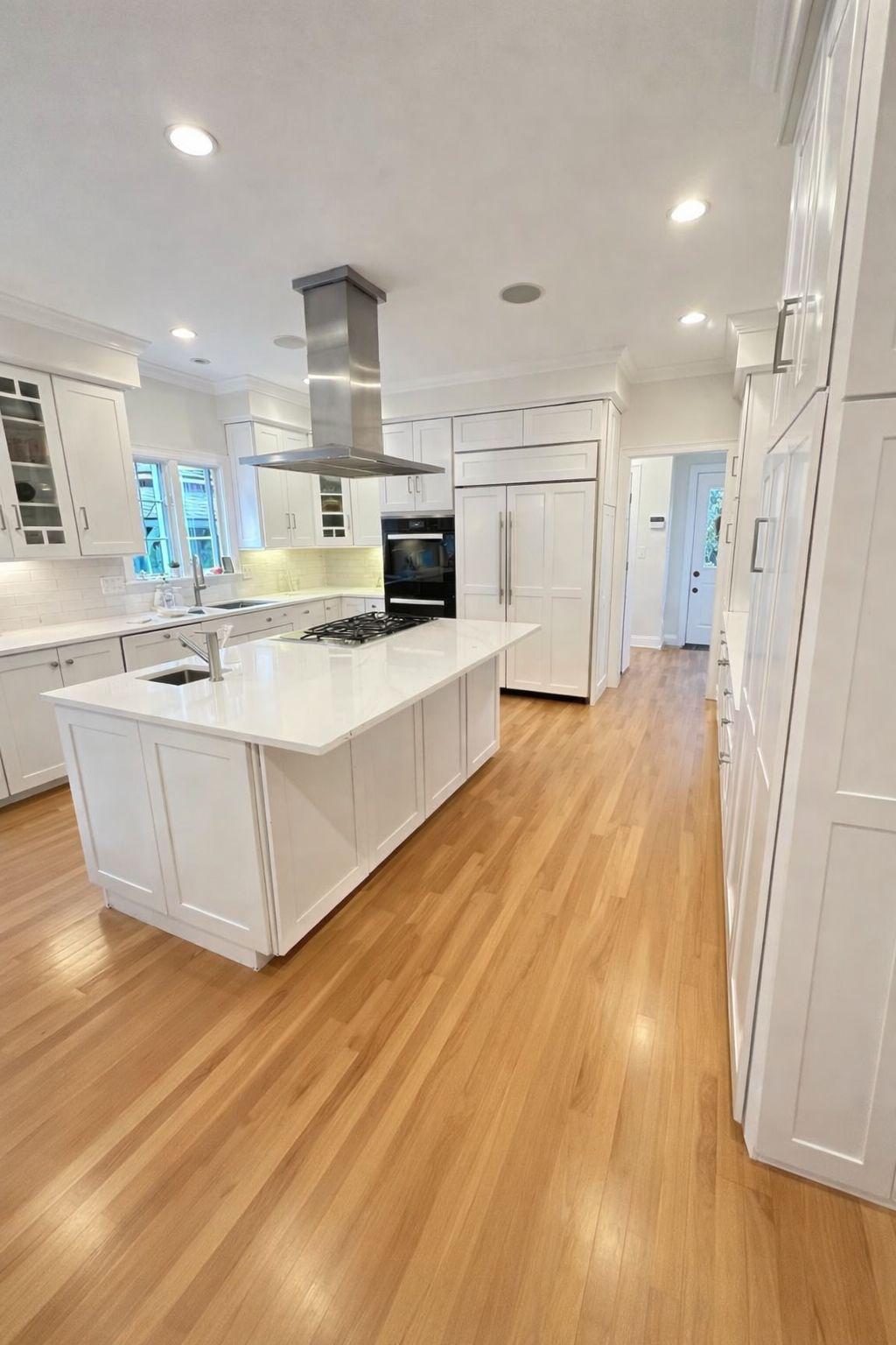 Refinished kitchen cabinets with smooth finish