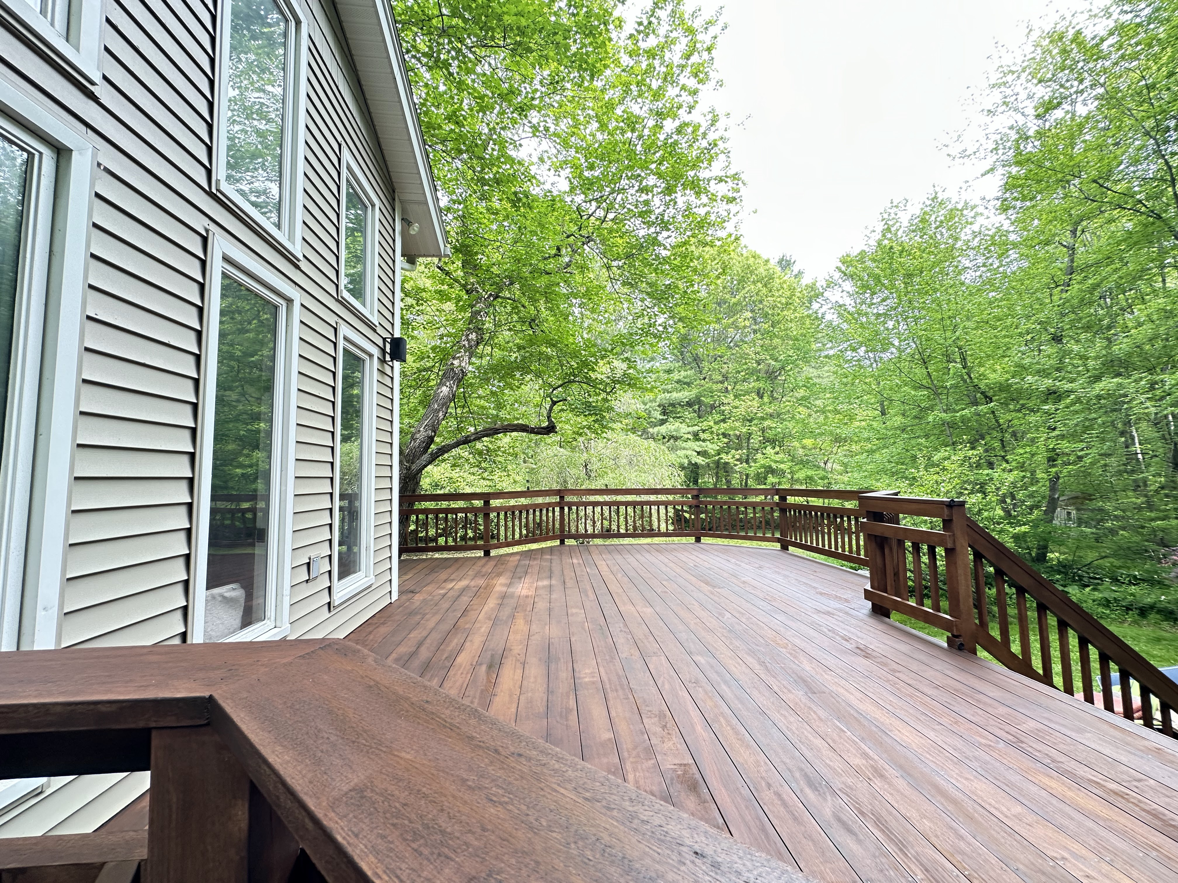 Deck prep and surface protection before staining or painting outdoors