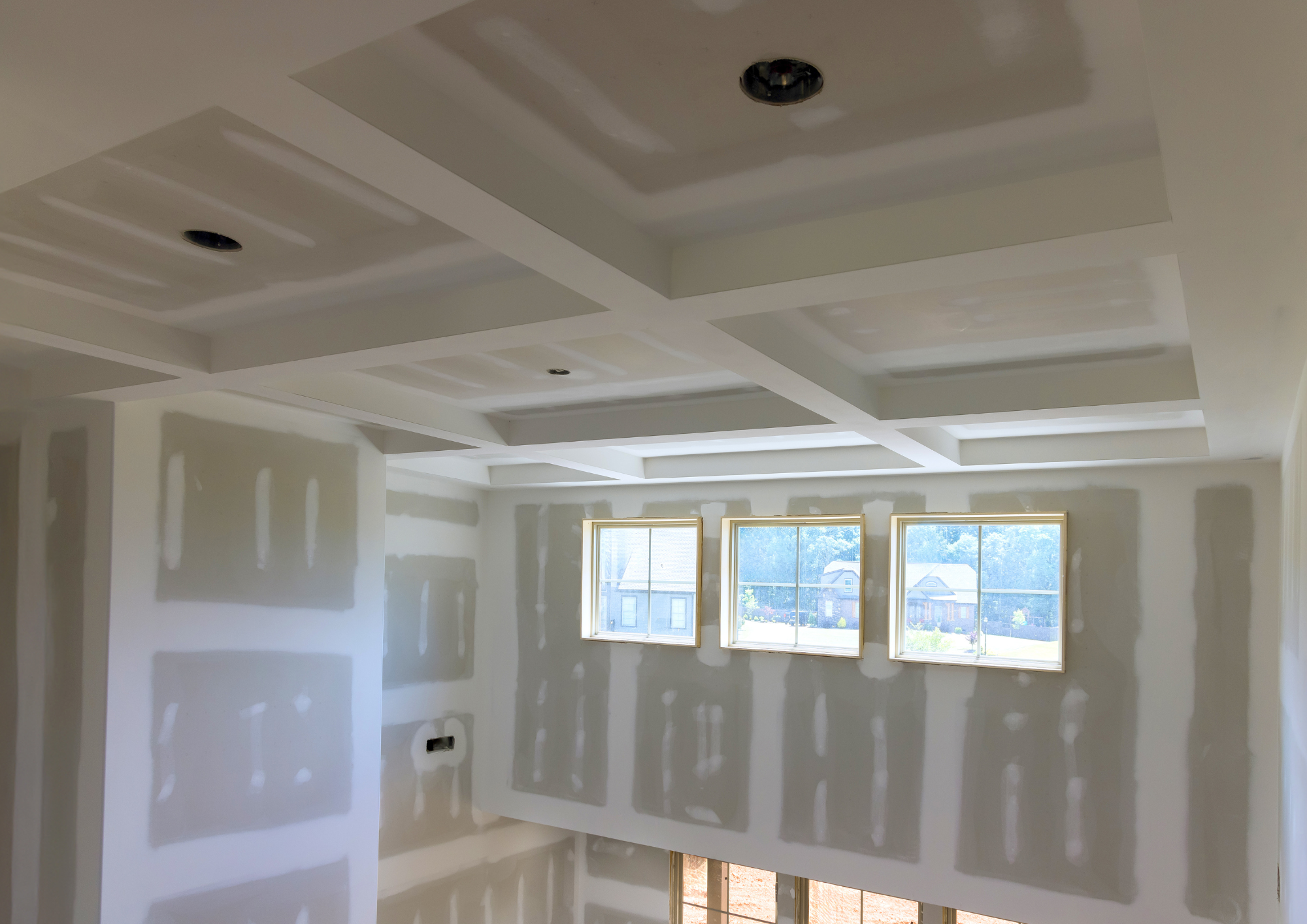 Drywall finishing detail with smooth wall preparation
