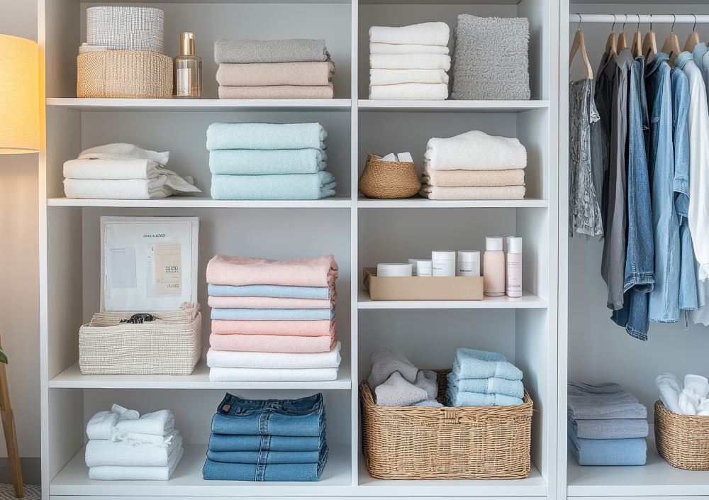 Professional organizing a closet and home office items