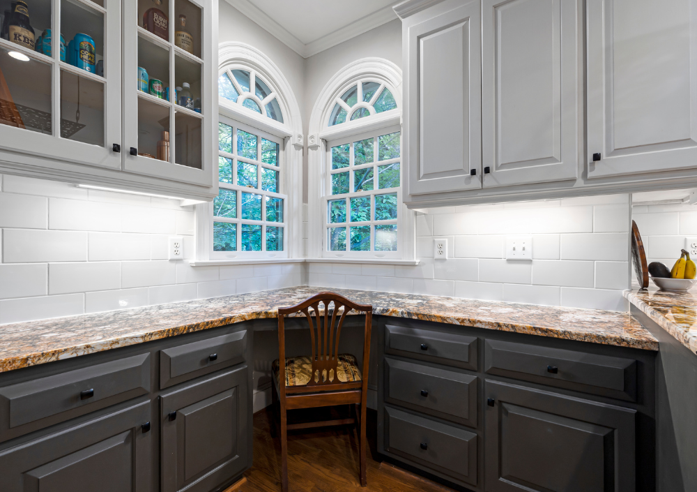Painted and refinished kitchen cabinets