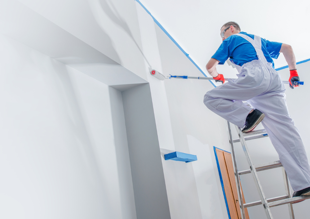 Freshly painted living room interior with neutral colors